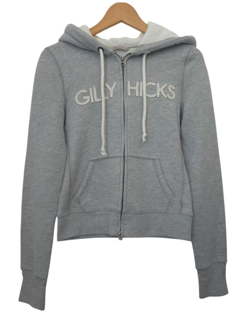 Gilly Hicks Sydney Gray Full-Zip Spell-Out Logo Soft Fleece Hoodie Women's Sz S - Picture 1 of 6